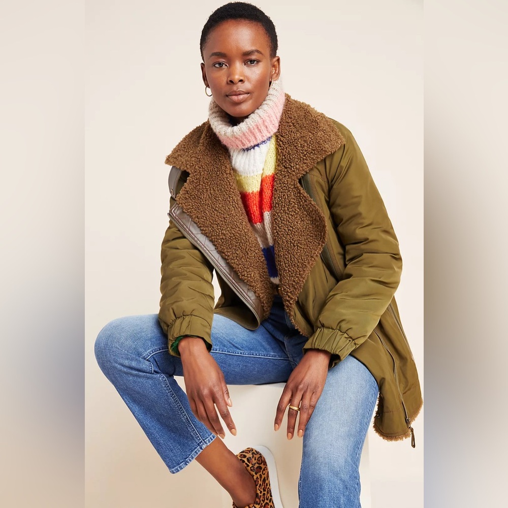 ANTHROPOLOGIE Joni Sherpa-Lined Parka size S